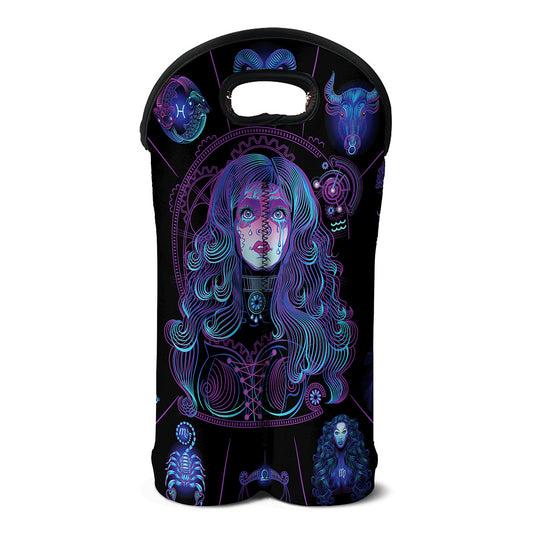 Aquarius And Astrological Signs Print Double Neoprene Wine Tote