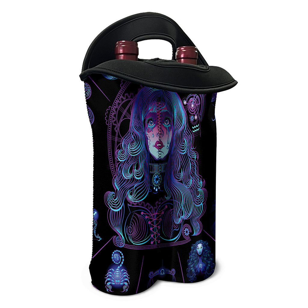 Aquarius And Astrological Signs Print Double Neoprene Wine Tote