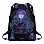 Aquarius And Astrological Signs Print Drawstring Backpack