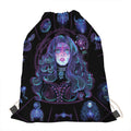 Aquarius And Astrological Signs Print Drawstring Bag