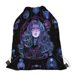 Aquarius And Astrological Signs Print Drawstring Bag