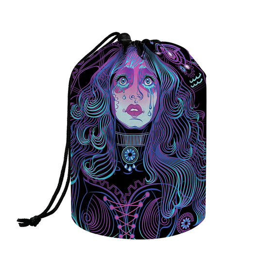 Aquarius And Astrological Signs Print Drawstring Makeup Bag