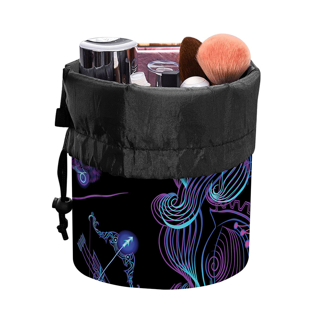 Aquarius And Astrological Signs Print Drawstring Makeup Bag