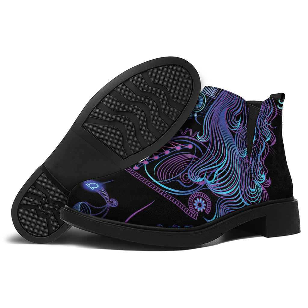 Aquarius And Astrological Signs Print Flat Ankle Boots