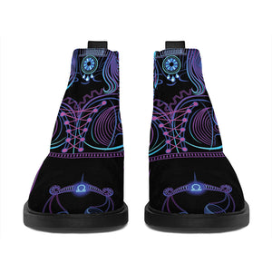 Aquarius And Astrological Signs Print Flat Ankle Boots