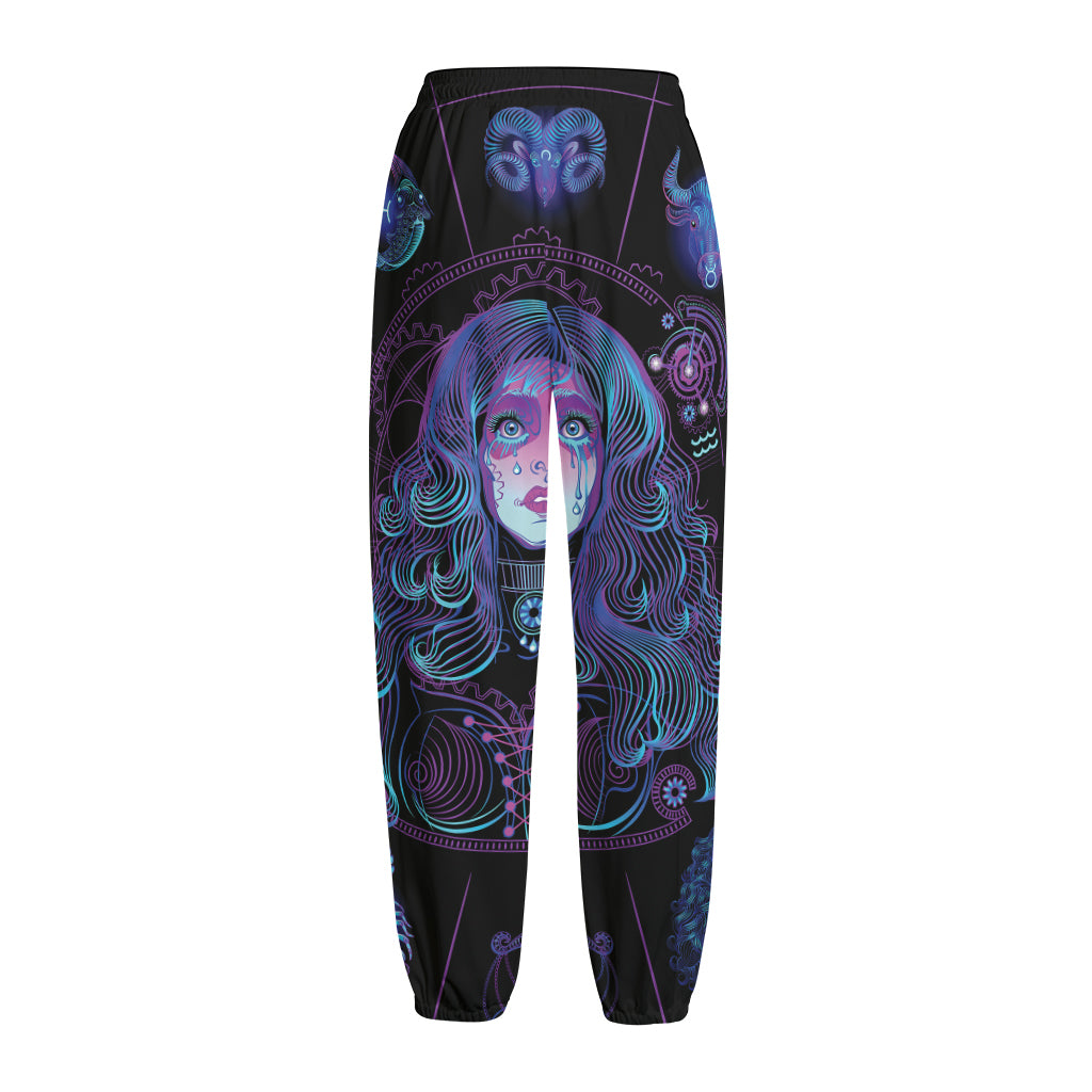 Aquarius And Astrological Signs Print Fleece Lined Knit Pants
