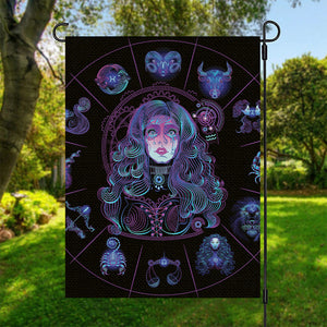 Aquarius And Astrological Signs Print Garden Flag