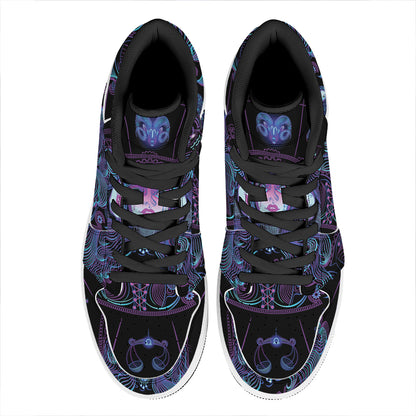 Aquarius And Astrological Signs Print High Top Leather Sneakers