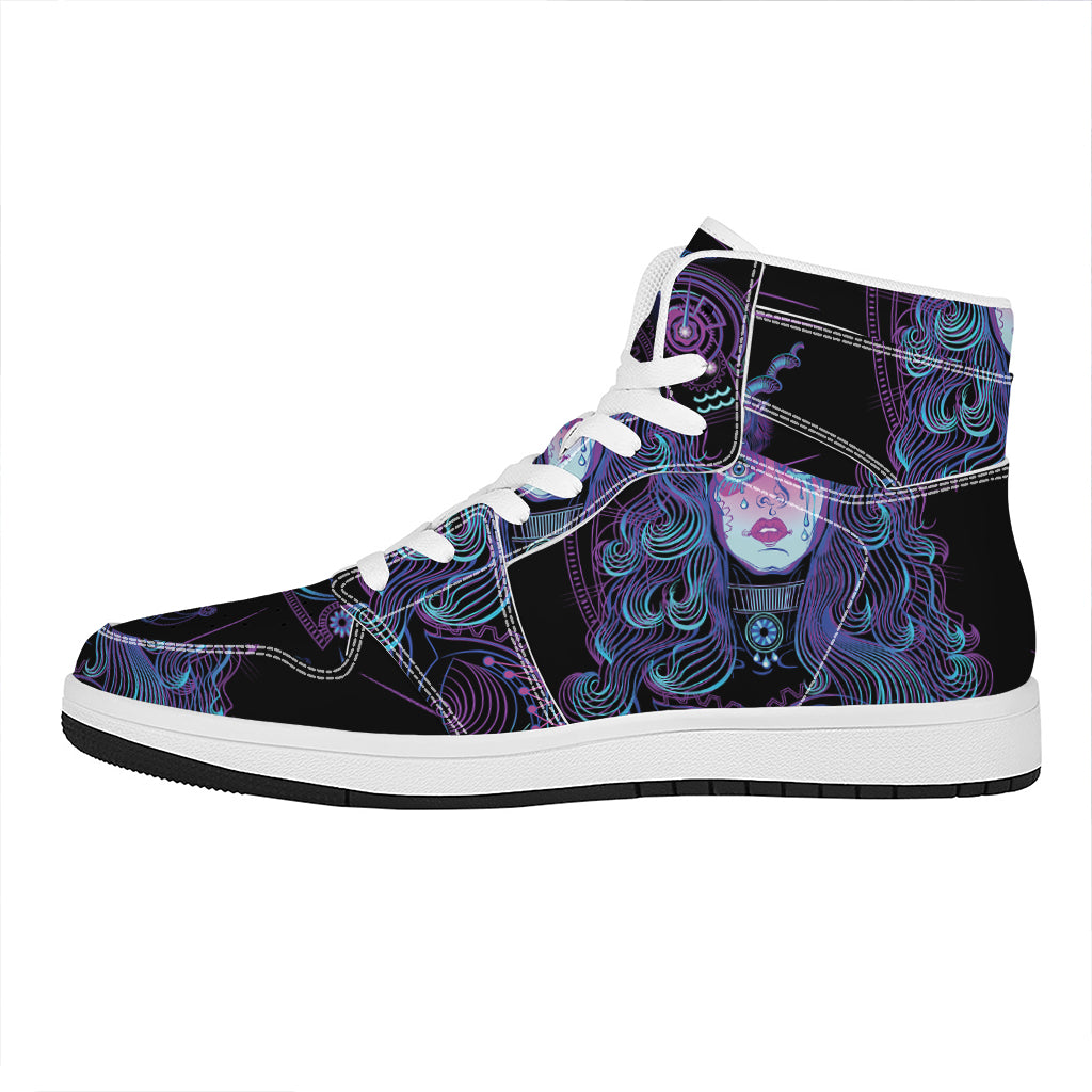 Aquarius And Astrological Signs Print High Top Leather Sneakers