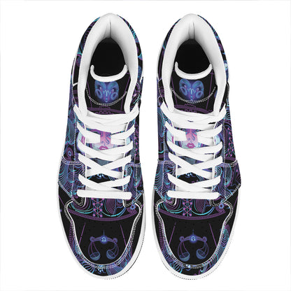 Aquarius And Astrological Signs Print High Top Leather Sneakers