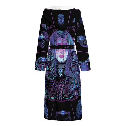 Aquarius And Astrological Signs Print Hooded Bathrobe