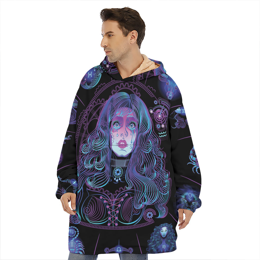 Aquarius And Astrological Signs Print Hoodie Blanket