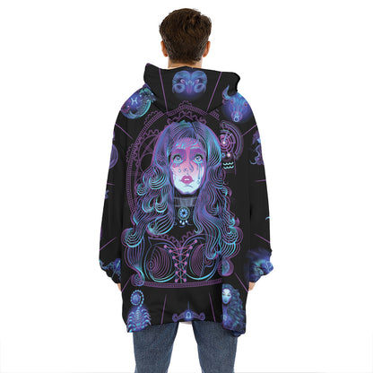 Aquarius And Astrological Signs Print Hoodie Blanket