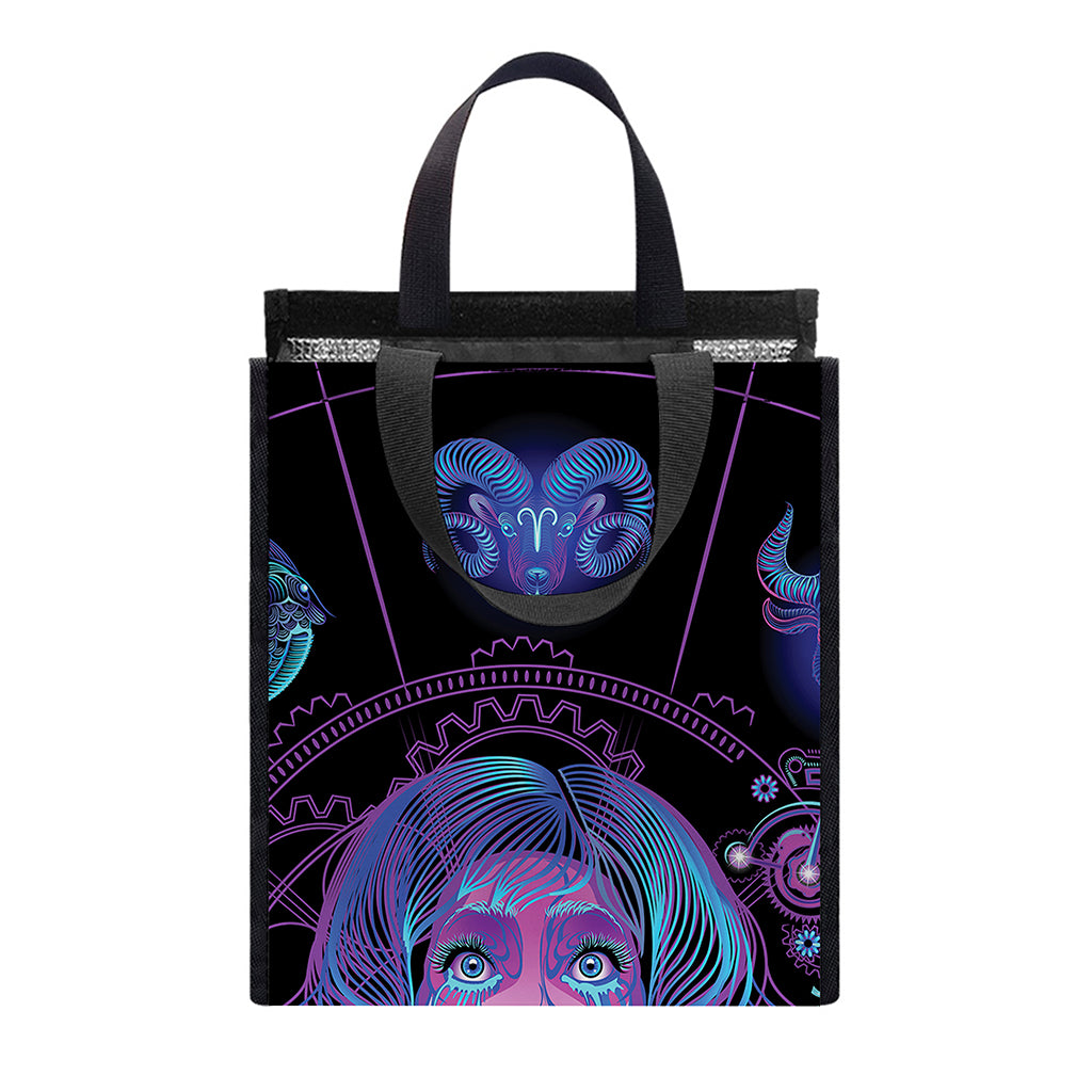 Aquarius And Astrological Signs Print Insulated Lunch Tote