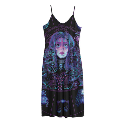Aquarius And Astrological Signs Print Jersey Midi Cami Dress
