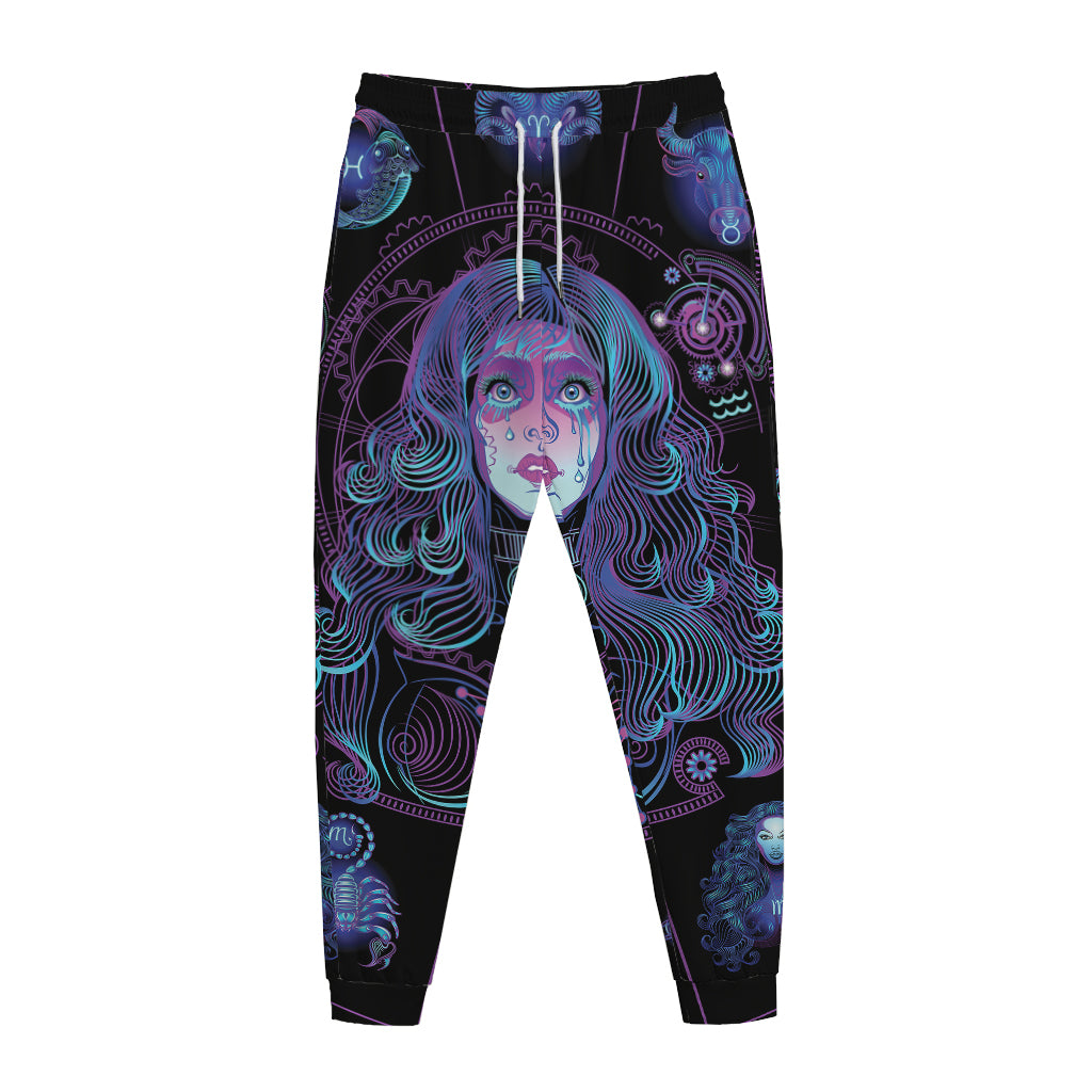Aquarius And Astrological Signs Print Jogger Pants