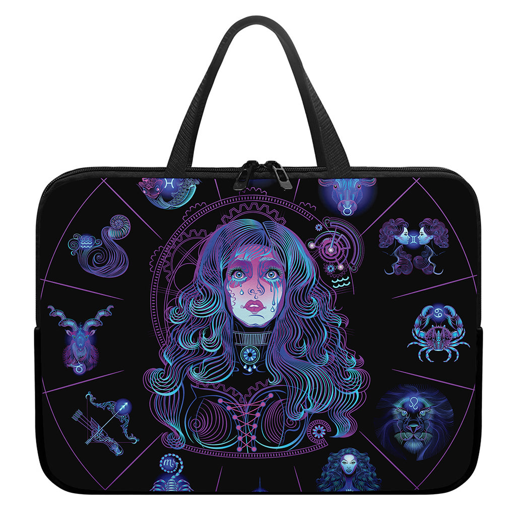 Aquarius And Astrological Signs Print Laptop Sleeve With Handle