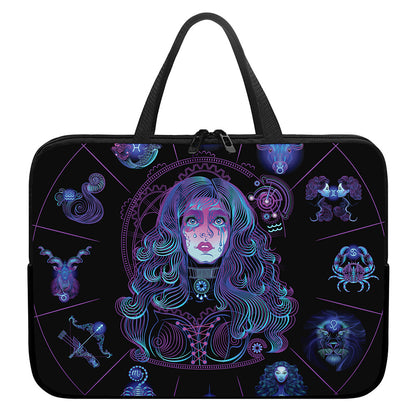 Aquarius And Astrological Signs Print Laptop Sleeve With Handle