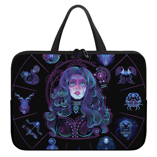 Aquarius And Astrological Signs Print Laptop Sleeve With Handle
