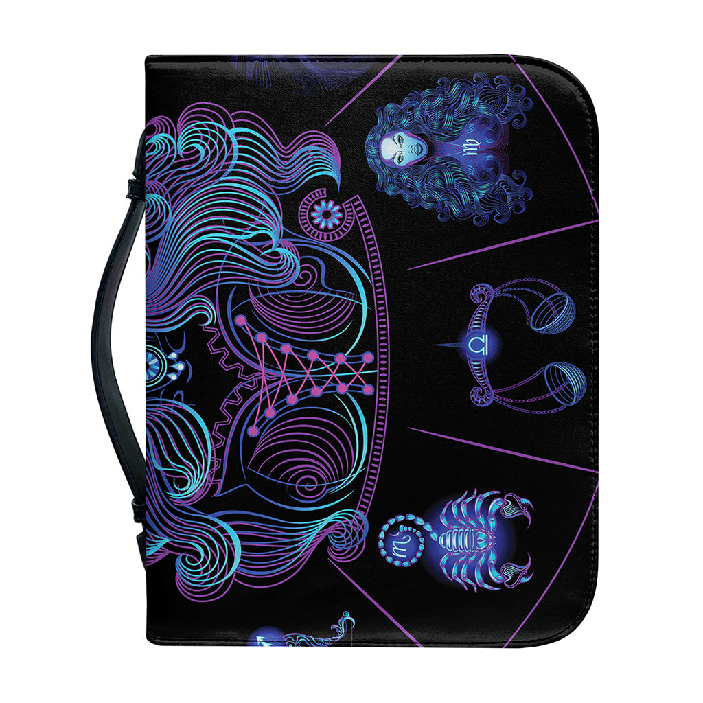 Aquarius And Astrological Signs Print Leather Bible Cover