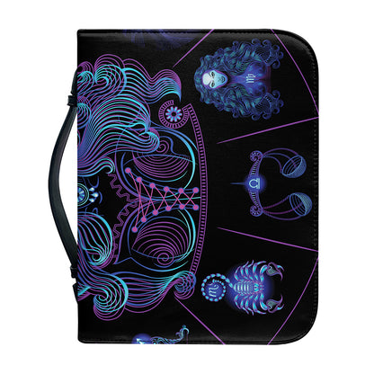 Aquarius And Astrological Signs Print Leather Bible Cover