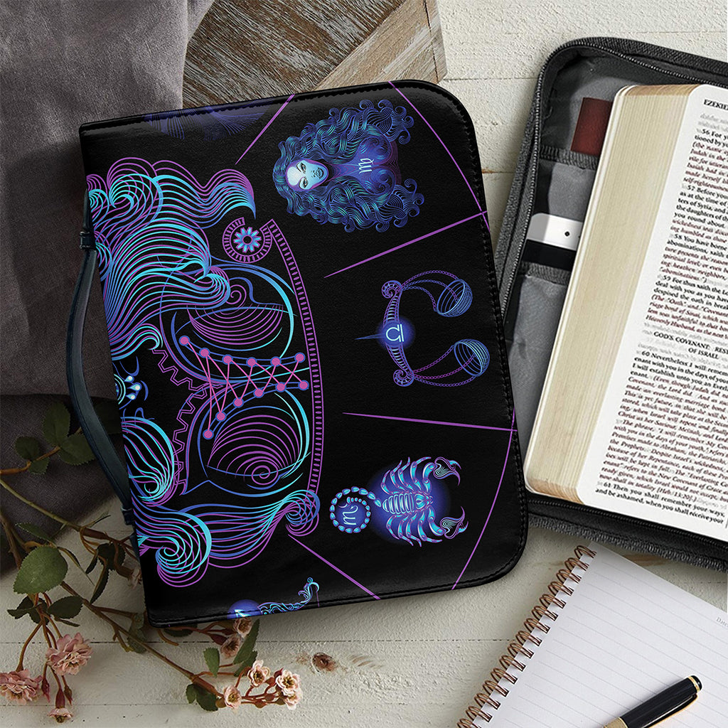 Aquarius And Astrological Signs Print Leather Bible Cover