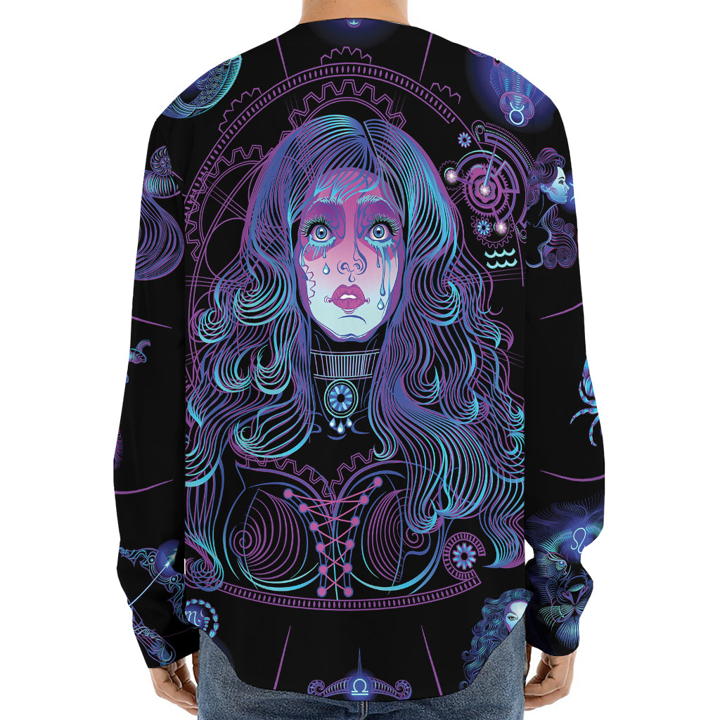 Aquarius And Astrological Signs Print Long Sleeve Baseball Jersey