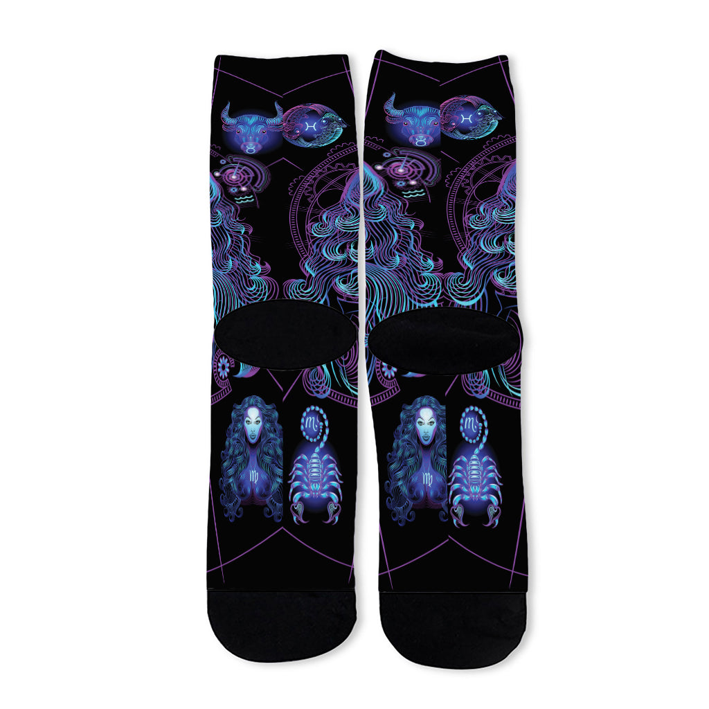 Aquarius And Astrological Signs Print Long Socks