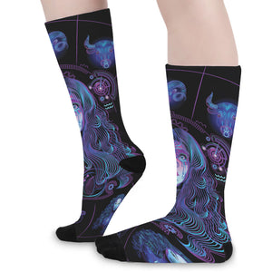 Aquarius And Astrological Signs Print Long Socks