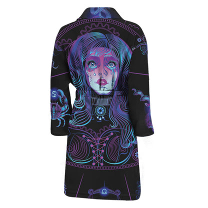 Aquarius And Astrological Signs Print Men's Bathrobe