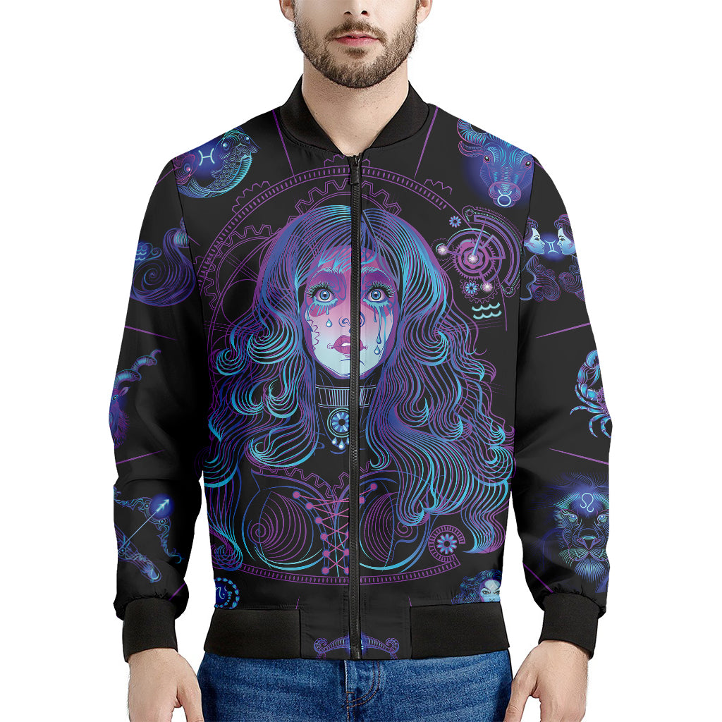 Aquarius And Astrological Signs Print Men's Bomber Jacket