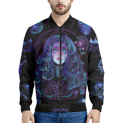 Aquarius And Astrological Signs Print Men's Bomber Jacket