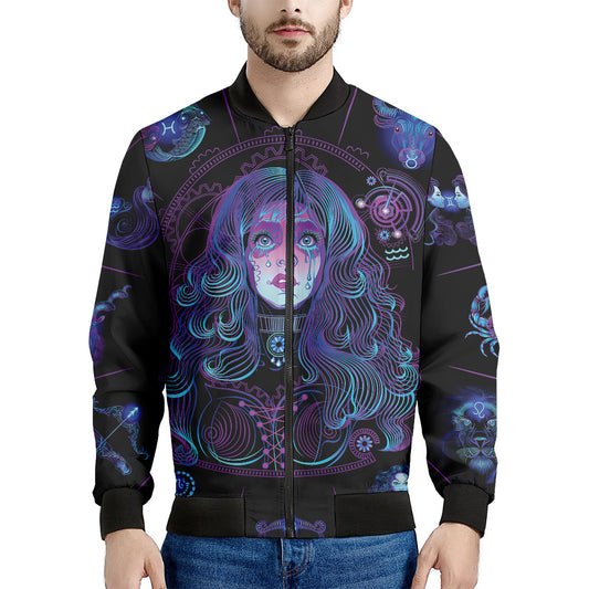 Aquarius And Astrological Signs Print Men's Bomber Jacket