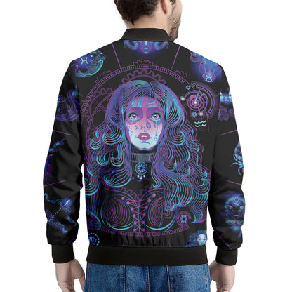 Aquarius And Astrological Signs Print Men's Bomber Jacket