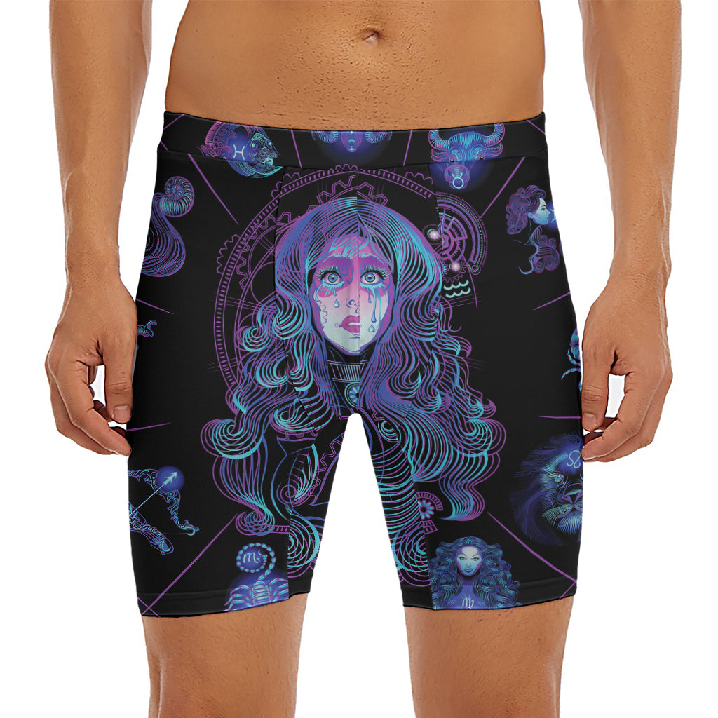 Aquarius And Astrological Signs Print Men's Long Boxer Briefs