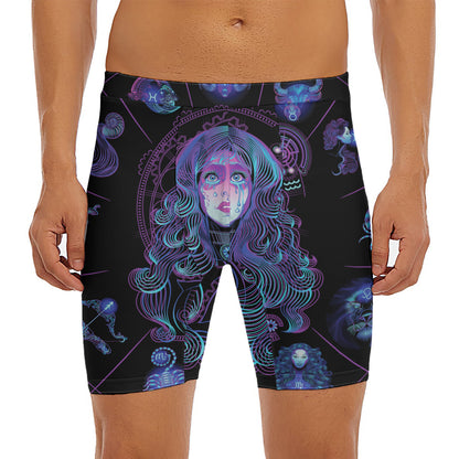 Aquarius And Astrological Signs Print Men's Long Boxer Briefs
