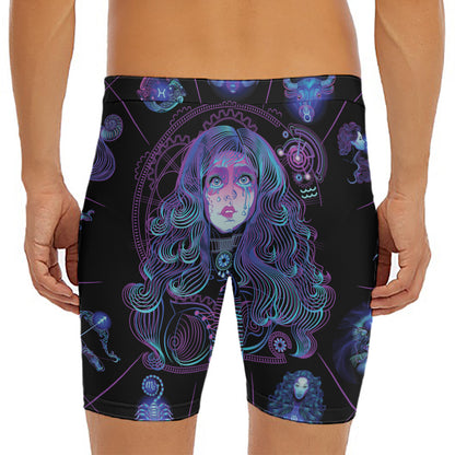 Aquarius And Astrological Signs Print Men's Long Boxer Briefs