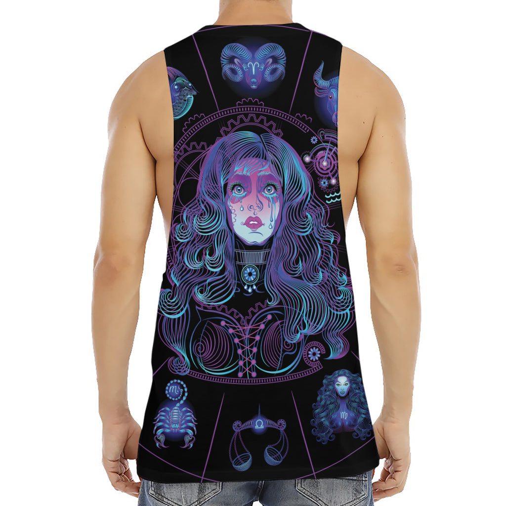 Aquarius And Astrological Signs Print Men's Muscle Tank Top
