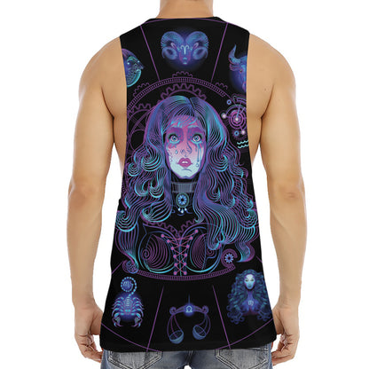 Aquarius And Astrological Signs Print Men's Muscle Tank Top