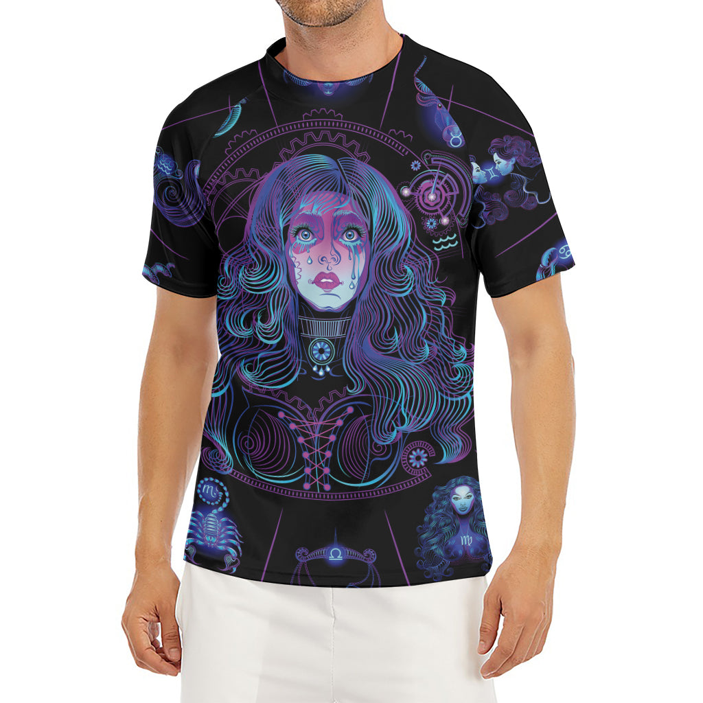 Aquarius And Astrological Signs Print Men's Short Sleeve Rash Guard