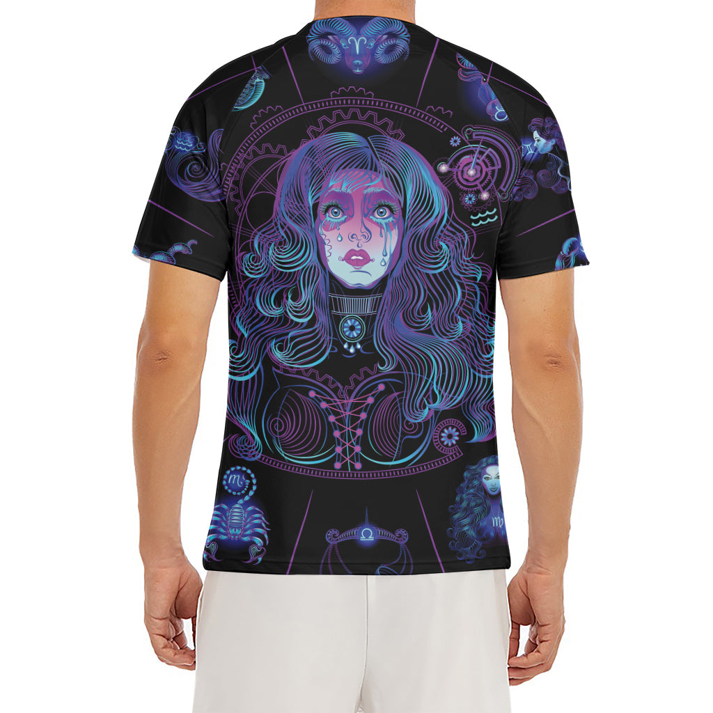 Aquarius And Astrological Signs Print Men's Short Sleeve Rash Guard