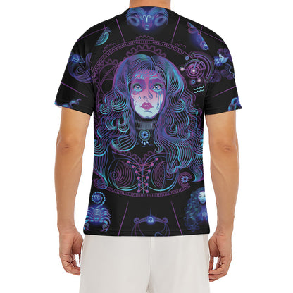 Aquarius And Astrological Signs Print Men's Short Sleeve Rash Guard