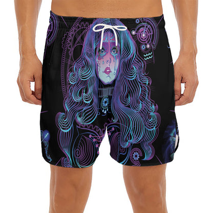 Aquarius And Astrological Signs Print Men's Split Running Shorts