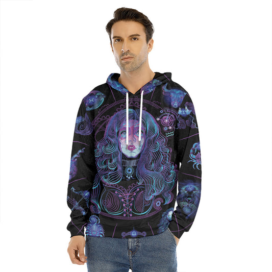 Aquarius And Astrological Signs Print Men's Velvet Pullover Hoodie