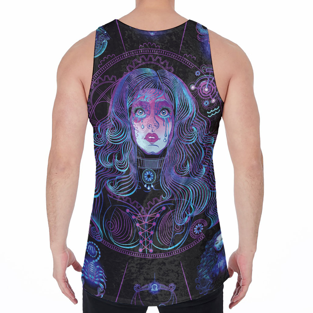 Aquarius And Astrological Signs Print Men's Velvet Tank Top