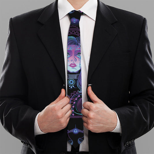 Aquarius And Astrological Signs Print Necktie