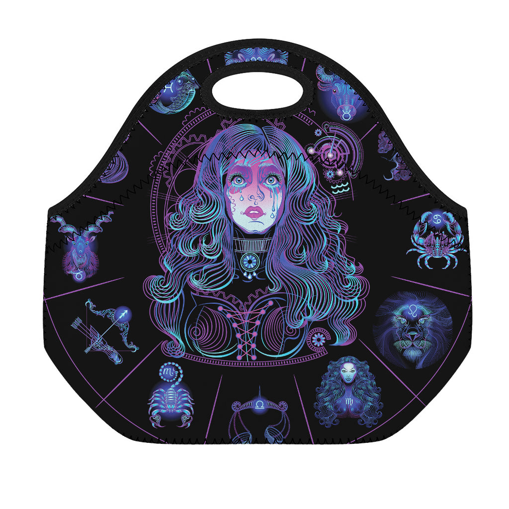 Aquarius And Astrological Signs Print Neoprene Lunch Bag