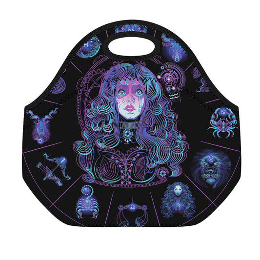 Aquarius And Astrological Signs Print Neoprene Lunch Bag