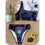 Aquarius And Astrological Signs Print One Shoulder Bikini Top