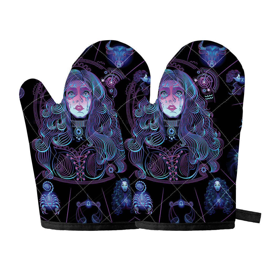 Aquarius And Astrological Signs Print Oven Mitts